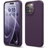 GGM GİYİM & AKSESUAR iPhone 15 Pro ile Uyumlu İçi Kadife Dışı Mat Yapıya Sahip Koruma Sağlayan Lansman Silikon Kılıf (Derin Mor)