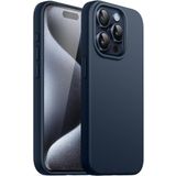 GGM GİYİM & AKSESUAR iPhone 15 Pro ile Uyumlu İçi Kadife Dışı Mat Yapıya Sahip Koruma Sağlayan Lansman Silikon Kılıf (Lacivert)