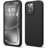GGM GİYİM & AKSESUAR iPhone 15 Pro ile Uyumlu İçi Kadife Dışı Mat Yapıya Sahip Koruma Sağlayan Lansman Silikon Kılıf (Siyah)