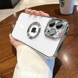 GGM GİYİM & AKSESUAR iPhone 15 Pro ile Uyumlu Laser Şeffaf Parlak Arka Yüzey Ve Logo Detaylı Kenarları Silikon Yapıya Sahip Lens Koruyuculu Kılıf (Gümüş Rengi)