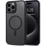 GGM GİYİM & AKSESUAR iPhone 15 Pro Max için Magsafe ile Uyumlu Arka Kısmı Mat Şeffaf Kenarları Silikon Yapılı Kamera Lens Yükseltili Güçlendirilmiş Mıknatıslı Wireless Kablosuz Şarj Destekli Kılıf