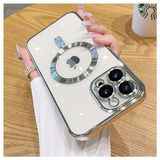 GGM GİYİM & AKSESUAR iPhone 15 Pro Max için Magsafe ile Uyumlu Arka Kısmı Parlak Şeffaf Yapıya Sahip Kenarları Silikon Yapılı Güçlendirilmiş Mıknatıslı Kamera Lens Koruyuculu Wireless Kablosuz Şarj