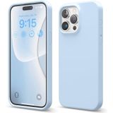 GGM GİYİM & AKSESUAR iPhone 15 Pro Max ile Uyumlu İçi Kadife Dışı Mat Yapıya Sahip Koruma Sağlayan Lansman Silikon Kılıf (Bebe Mavi)
