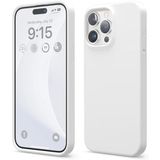 GGM GİYİM & AKSESUAR iPhone 15 Pro Max ile Uyumlu İçi Kadife Dışı Mat Yapıya Sahip Koruma Sağlayan Lansman Silikon Kılıf (Beyaz)