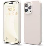 GGM GİYİM & AKSESUAR iPhone 15 Pro Max ile Uyumlu İçi Kadife Dışı Mat Yapıya Sahip Koruma Sağlayan Lansman Silikon Kılıf (Krem)
