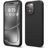 GGM GİYİM & AKSESUAR iPhone 15 Pro Max ile Uyumlu İçi Kadife Dışı Mat Yapıya Sahip Koruma Sağlayan Lansman Silikon Kılıf (Siyah)