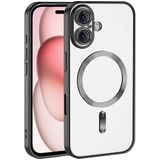GGM GİYİM & AKSESUAR iPhone 16 için Magsafe ile Uyumlu Arka Kısmı Parlak Şeffaf Yapıya Sahip Kenarları Silikon Yapılı Güçlendirilmiş Mıknatıslı Kamera Lens Koruyuculu Wireless Kablosuz Şarj Destekli