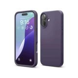 GGM GİYİM & AKSESUAR iPhone 16 ile Uyumlu İçi Kadife Dışı Mat Yapıya Sahip Koruma Sağlayan Lansman Silikon Kılıf (Derin Mor)