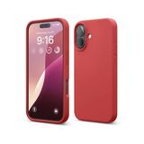GGM GİYİM & AKSESUAR iPhone 16 ile Uyumlu İçi Kadife Dışı Mat Yapıya Sahip Koruma Sağlayan Lansman Silikon Kılıf (Kırmızı)