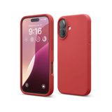 GGM GİYİM & AKSESUAR iPhone 16 Plus ile Uyumlu İçi Kadife Dışı Mat Yapıya Sahip Koruma Sağlayan Lansman Silikon Kılıf (Kırmızı)