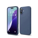 GGM GİYİM & AKSESUAR iPhone 16 Plus ile Uyumlu İçi Kadife Dışı Mat Yapıya Sahip Koruma Sağlayan Lansman Silikon Kılıf (Lacivert)