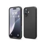 GGM GİYİM & AKSESUAR iPhone 16 Plus ile Uyumlu İçi Kadife Dışı Mat Yapıya Sahip Koruma Sağlayan Lansman Silikon Kılıf (Siyah)