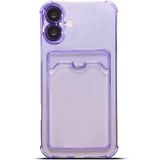 GGM GİYİM & AKSESUAR iPhone 16 Plus ile Uyumlu Şeffaf Yapıya Sahip Arka Ksımında Kartlık Bölmeli Kolay Kullanım Sağlayan Telefon Kılıfı (Lila)