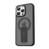 GGM GİYİM & AKSESUAR iPhone 16 Pro için Magsafe ile Uyumlu Arkası Mat Yapıya Metal Kamera Çerçeveli Ultra Güçlendirilmiş Açılır Stantlı Tork Kılıf (Siyah)