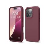 GGM GİYİM & AKSESUAR iPhone 16 Pro Max ile Uyumlu İçi Kadife Dışı Mat Yapıya Sahip Koruma Sağlayan Lansman Silikon Kılıf (Bordo)