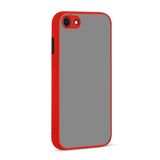 GGM GİYİM & AKSESUAR iPhone 7-8 - Se 2020 2022 ile Uyumlu Arka Kısmı Mat Şeffaf Yapıya Sahip Kenarları Silikon Tpu Malzemeden Üretilmiş Renkli Tuşlara Kamera Korumalı Transparan Kılıf (Kırmızı)