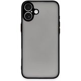 GGM GİYİM & AKSESUAR iPhone ile Uyumlu Arka Kısmı Mat Şeffaf Yapıya Sahip Kenarları Silikon Tpu Malzemeden Üretilmiş Renkli Tuşlara Sahip Kamera Korumalı Transparan Kılıf (iPhone 16 Plus Siyah)