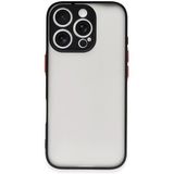 GGM GİYİM & AKSESUAR iPhone ile Uyumlu Arka Kısmı Mat Şeffaf Yapıya Sahip Kenarları Silikon Tpu Malzemeden Üretilmiş Renkli Tuşlara Sahip Kamera Korumalı Transparan Kılıf (iPhone 16 Pro Max Siyah)