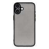 GGM GİYİM & AKSESUAR iPhone ile Uyumlu Arka Kısmı Mat Şeffaf Yapıya Sahip Kenarları Silikon Tpu Malzemeden Üretilmiş Renkli Tuşlara Sahip Kamera Korumalı Transparan Kılıf (iPhone 16 Siyah)