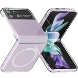 GGM GİYİM & AKSESUAR Samsung Galaxy Z Flip 4 için Magsafe ile Uyumlu Arka Kısmı Şeffaf Kenarları Silikon Yapılı Güçlendirilmiş Mıknatıslı Wireless Kablosuz Şarj Destekli Kılıf (Z Flip 4)