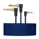 GGMTY Akıllı Telefon, iPod, Ses Kartı, CD Çalarlar, Multimedya Hoparlör, PA Ses ve Ev Stereo Sistemi için Uyumlu 1/8 "TRS - Çift 1/4" TS Mono Stereo 6FT Y-Kablo Bölücü Kablosu