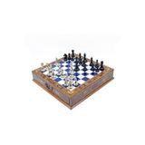 GGS GrandGiftStore Mozaik El İşi Satranç Takımı Ve Metal Klasik Satranç Taşı Çekmeceli Satranç Tahtası