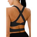 Ghassy Co. Çarpraz Sırt Detaylı Criss Cross Kaplı Yoga Egzersiz Fitness Siyah Kadın Spor Sütyen