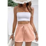 Ghassy Co Cotton Pembe Kadın Müslin Cepsiz Beli Bağcıklı Şort