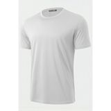 Ghassy Co. Erkek % 100 Pamuk Bisiklet Yaka Göbek Belli Etmeyen Omuza Oturan Yumuşak Dokulu Tişört - 2XL - Beyaz