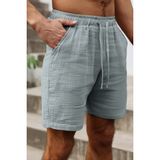 Ghassy Co. Erkek %100 Pamuk Muslin Keten Rahat Günlük Cepli Bağcıklı Tatil Şort - 2XL - Gri