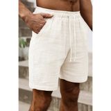 GHASSY CO . Erkek %100 Pamuk Muslin Keten Rahat Günlük Cepli Bağcıklı Tatil Şort
