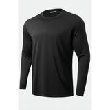 Ghassy Co. Erkek %100 Pamuklu Likralı Esnek Spor Koşu Günlük Antrenman Uzun Kollu Penye T-Shirt - 2XL - Siyah