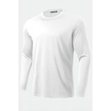 Ghassy Co. Erkek %100 Pamuklu Likralı Esnek Spor Koşu Günlük Antrenman Uzun Kollu Penye T-Shirt - Beyaz