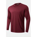 Ghassy Co. Erkek %100 Pamuklu Likralı Esnek Spor Koşu Günlük Antrenman Uzun Kollu Penye T-Shirt - Bordo