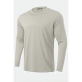 Ghassy Co. Erkek %100 Pamuklu Likralı Esnek Spor Koşu Günlük Antrenman Uzun Kollu Penye T-Shirt - Taş