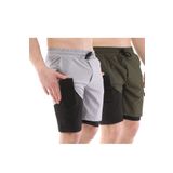 GHASSY CO. Erkek 2'li Paket Running Hızlı Kuruma Micropoly Antrenman Fitness Kısa Taytlı Spor Şort