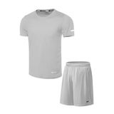 Ghassy Co. Erkek 2'li Set Nem Emici Koşu Egzersiz Şort T-shirt Takım AÇIK GRİ M