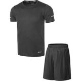 Ghassy Co. Erkek 2'li Set Nem Emici Koşu Egzersiz Şort T-shirt Takım FÜME S