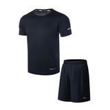 Ghassy Co. Erkek 2'li Set Nem Emici Koşu Egzersiz Şort T-shirt Takım LACİVERT S