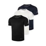 Ghassy Co. Erkek 3'lü Paket Dry Fit Siyah Lacivert Beyaz Atletik Nem Emici Günlük Tshirt Çok renkli S
