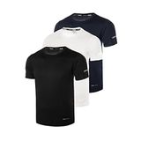 Ghassy Co. Erkek 3'lü Paket Dry Fit Siyah Lacivert Beyaz Atletik Nem Emici Günlük Tshirt Çok renkli XXL