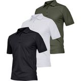 Ghassy Co. Erkek 3'lü Set Taktik Polo Yaka Gömlek Hızlı Kuruma Nem Emici Pique Jersey Golf T-Shir - Beyaz