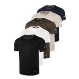 Ghassy Co. Erkek 5'li Paket Dry Fit Siyah Lacivert Beyaz Haki Gri Atletik Nem Emici Günlük Tshirt Çok renkli L