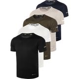 Ghassy Co. Erkek 5'li Paket Dry Fit Siyah Lacivert Beyaz Haki Gri Atletik Nem Emici Günlük Tshirt - Renkli - 2XL