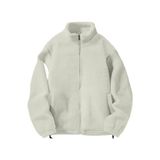 Ghassy Co. Erkek Alaska Regular Peluş Sherpa Kışlık Tam Fermuarlı Polar Sweatshirt Ekru M