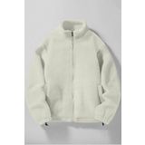 Ghassy Co. Erkek Alaska Regular Peluş Sherpa Kışlık Tam Fermuarlı Polar Sweatshirt Ekru S