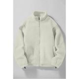Ghassy Co. Erkek Alaska Regular Peluş Sherpa Kışlık Tam Fermuarlı Polar Sweatshirt - Ekru