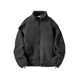 Ghassy Co. Erkek Alaska Regular Peluş Sherpa Kışlık Tam Fermuarlı Polar Sweatshirt FÜME L