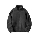 Ghassy Co. Erkek Alaska Regular Peluş Sherpa Kışlık Tam Fermuarlı Polar Sweatshirt FÜME S
