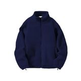 Ghassy Co. Erkek Alaska Regular Peluş Sherpa Kışlık Tam Fermuarlı Polar Sweatshirt LACİVERT M